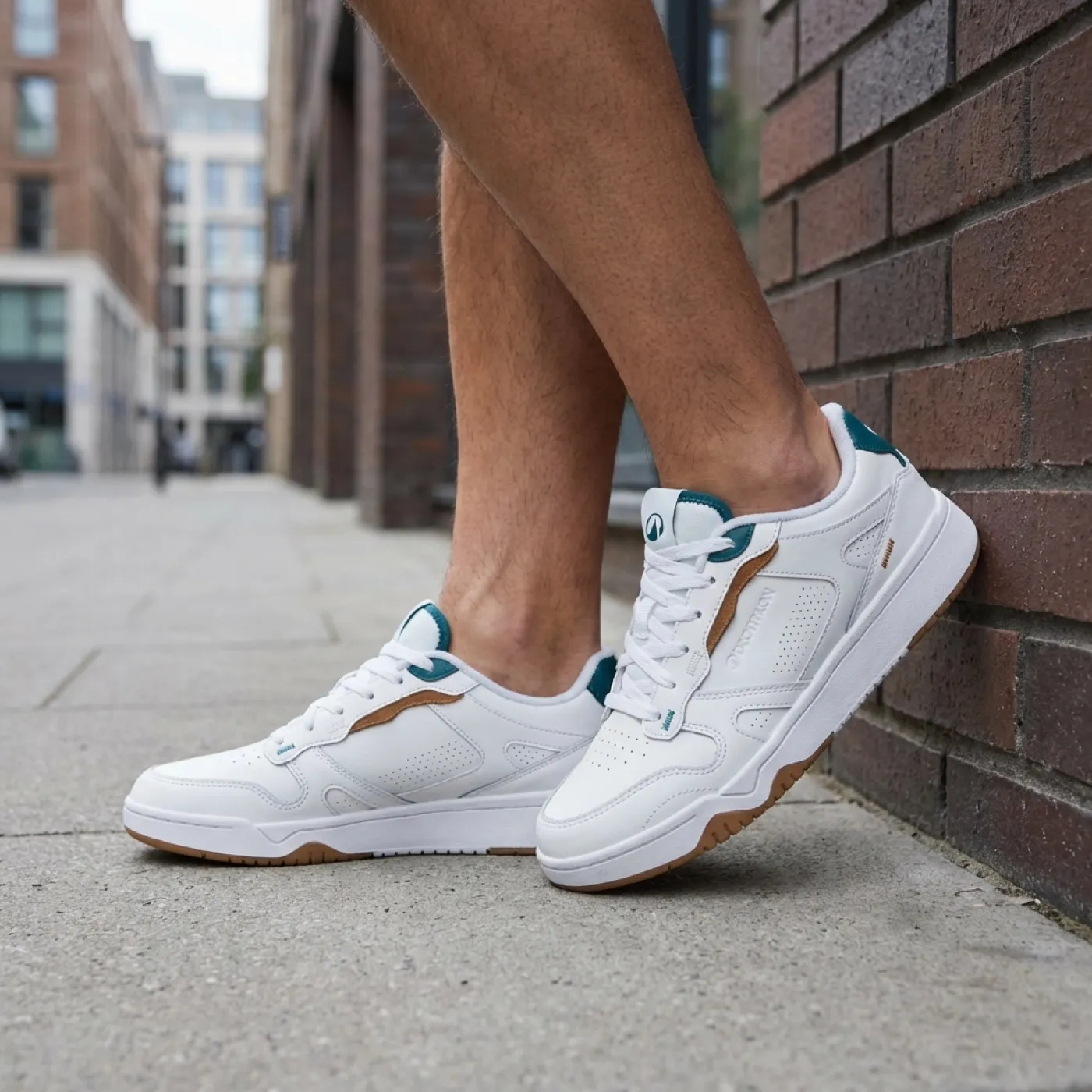 Le sneaker porté, en situation dans une rue